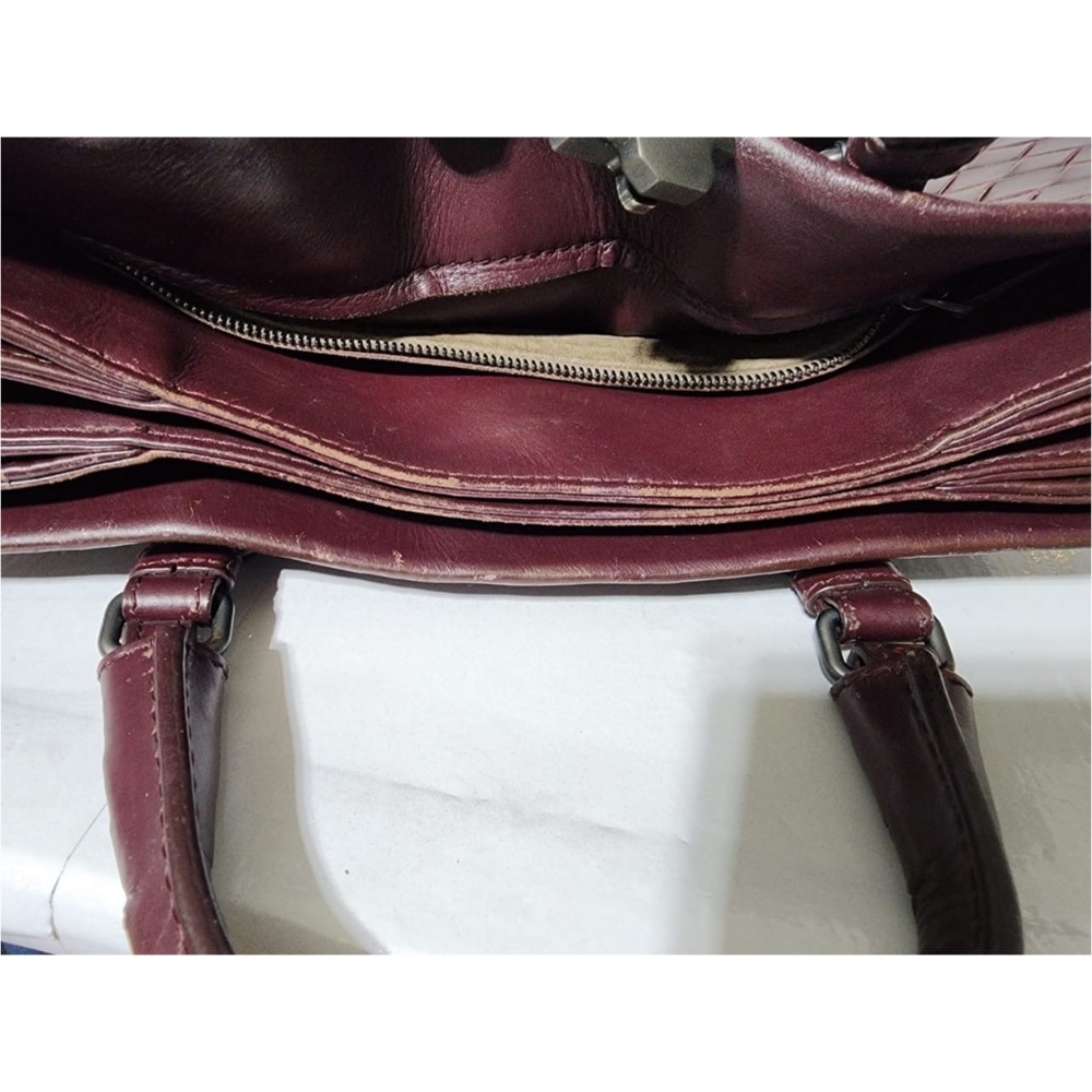 SOLD***Authentic BOTTEGA VENETA Nappa Intrecciato Small Roma Tote Bag Burgundy - Picture 11 of 16